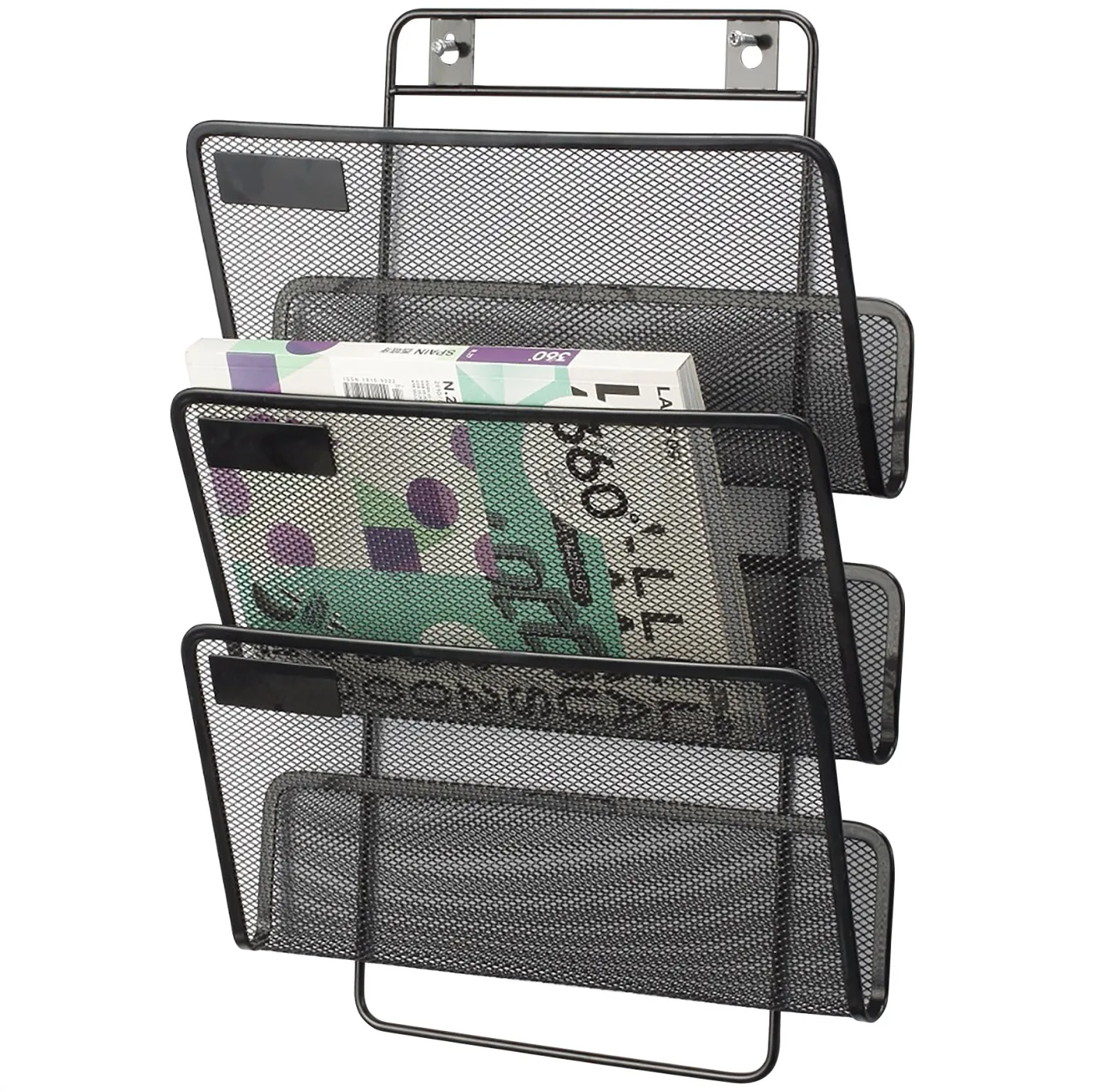 WALL TRAY, METAL MESH, BLACK