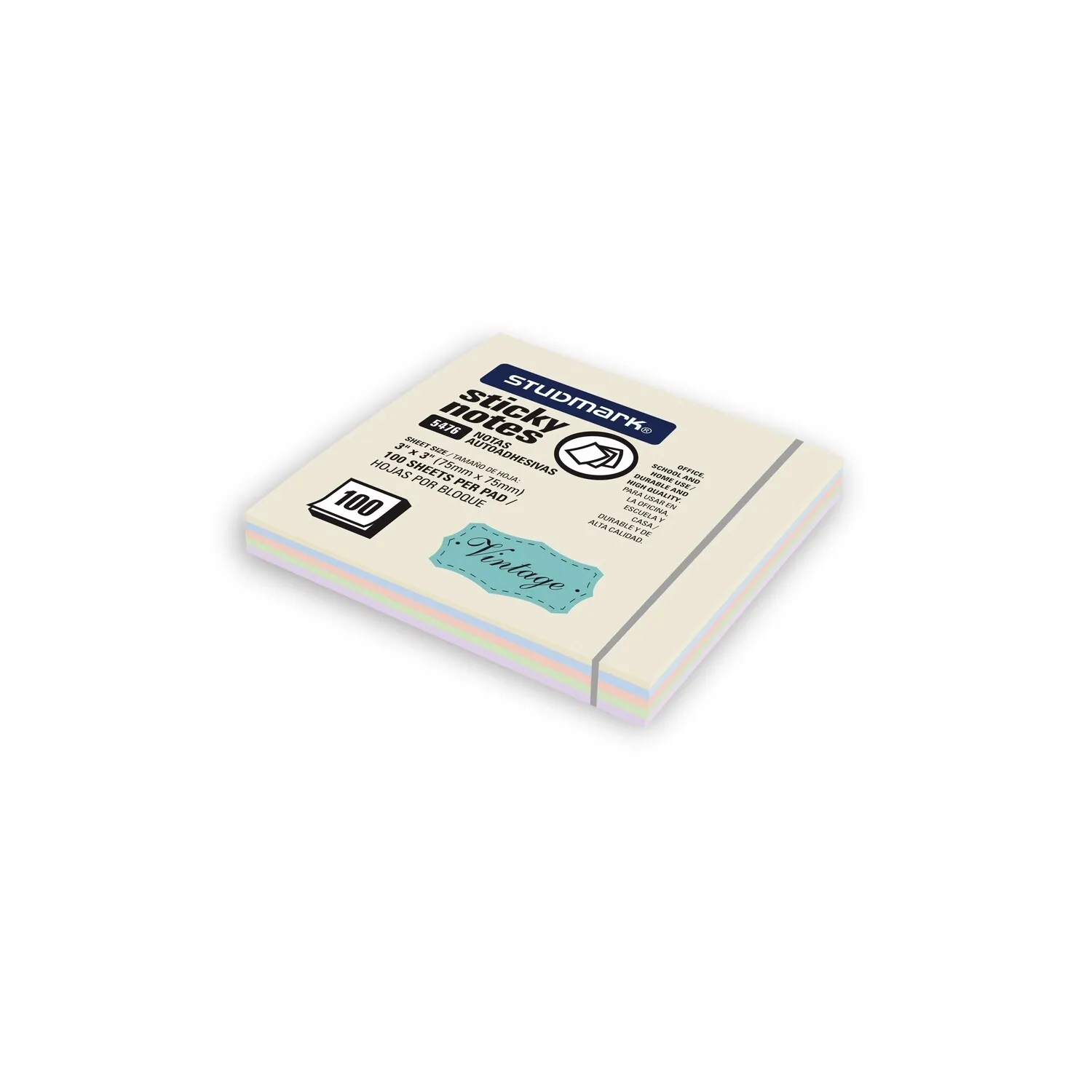 STICKY NOTES,VINTAGE 3″x3″ (100 SHEETS) MULTICOLOR
