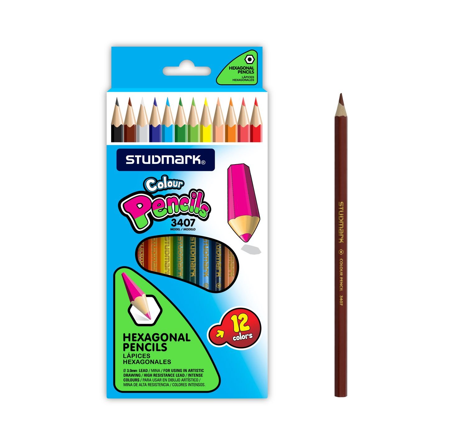 Coloured Pencil – Studmark Hexagonal 12’s