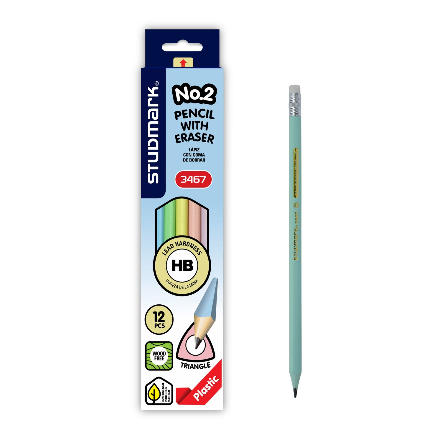 Plastic Pencil - ST Triangle Pastel Barrel (12)